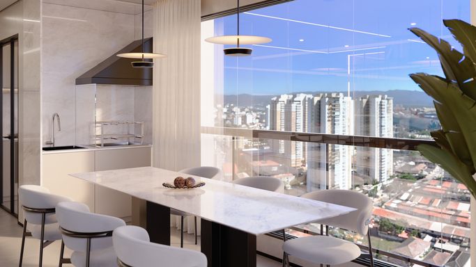 Aldana Empire - Varanda Gourmet com vista para o Porto de Santos