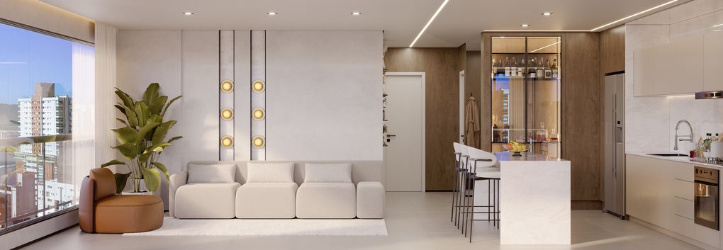 Aldana Empire - Sala de Estar Integrada com Varanda Gourmet