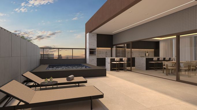 Aldana Empire - Lazer com espaço gourmet integrado a piscina