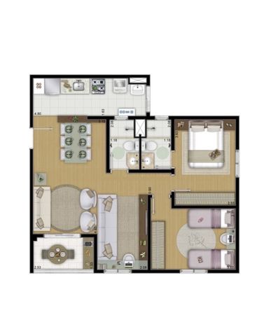 planta atual no formato 2 quartos e sala estendida