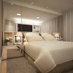 Quarto casal, móveis não inclusos.