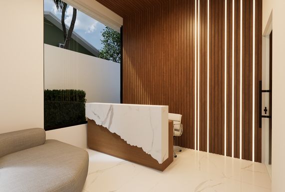 Recepção sofisticada com design contemporâneo, iluminação elegante e acabamento premium que transmite exclusividade desde a entrada.