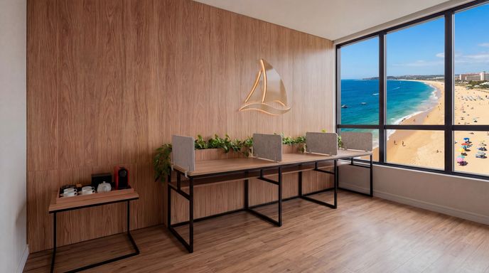 Ambiente elegante e funcional para o trabalho remoto.