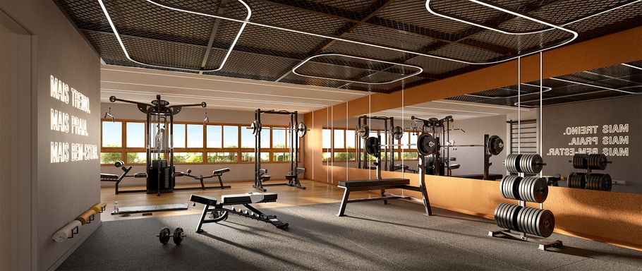 Ambiente com bons equipamentos para treino