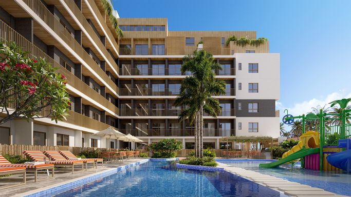 Espaco aberto e com paisagismo e áreas de convívio para agregar valor ao empreendimento