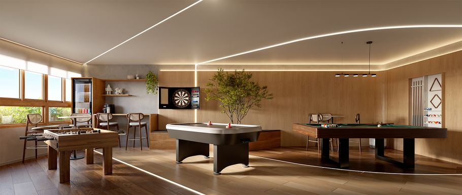 Espaco equipado para as atividades de lazer e entretimento