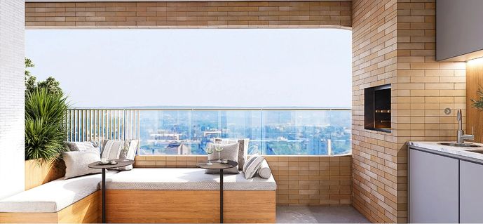 Varanda de apartamento próximo à praia em Praia Grande