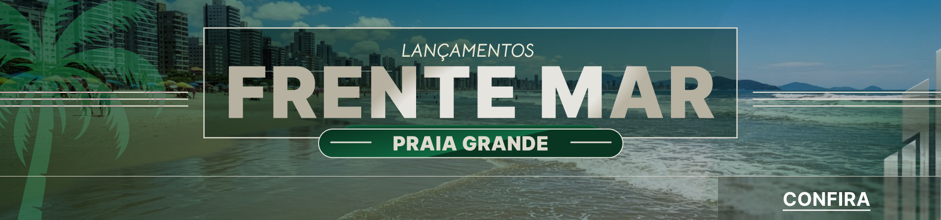 Banner de apartamentos à venda frente ao mar em Praia Grande SP com vista definitiva para o oceano