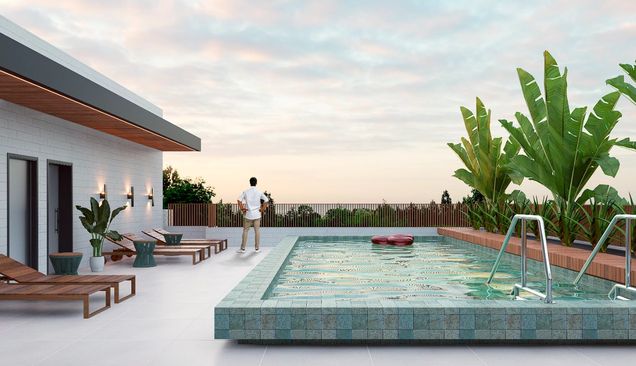 Piscina e área de lazer na Vila Guilhermina