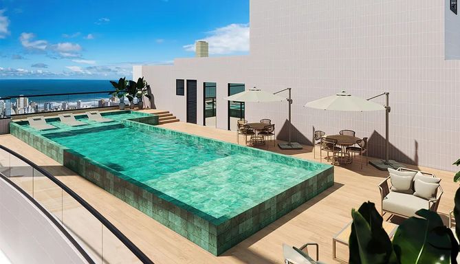 Piscina e área de lazer na Vila Guilhermina
