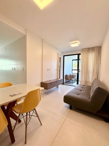 Sala dois ambientes com painel e Rack