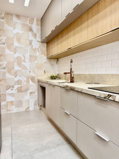 Cozinha com marcenaria embutida e Fogão eletrico embutido