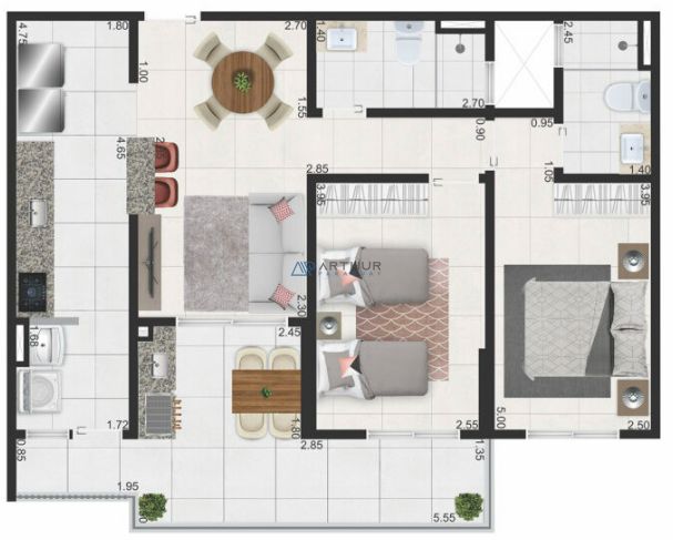 Apartamento 2 dormitórios à venda no Caiçara, Praia Grande – 79 m² - foto 2