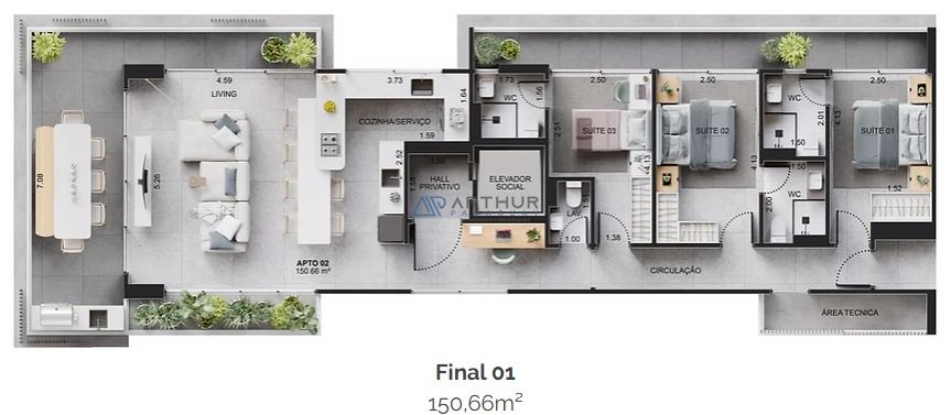 Apartamento 3 dormitórios à venda no Canto do Forte, Praia Grande – 151 m² - foto 14