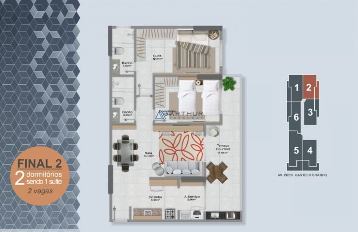 Apartamento 2 dormitórios frente mar à venda no Real, Praia Grande – 71 m² - foto 9