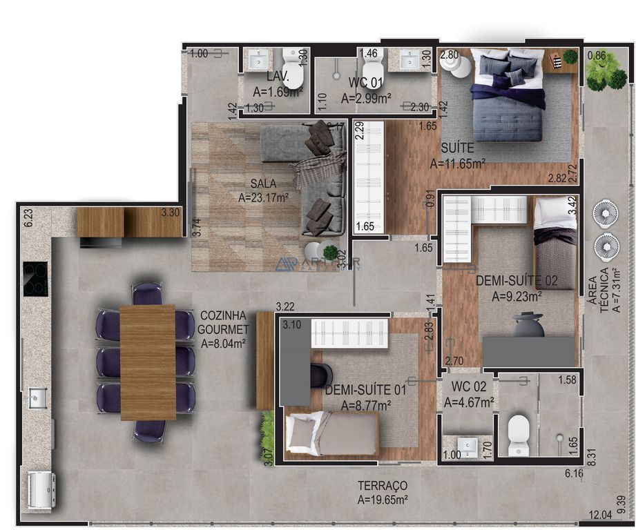 Apartamento 3 dormitórios à venda no Canto do Forte, Praia Grande – 107 m² - foto 2