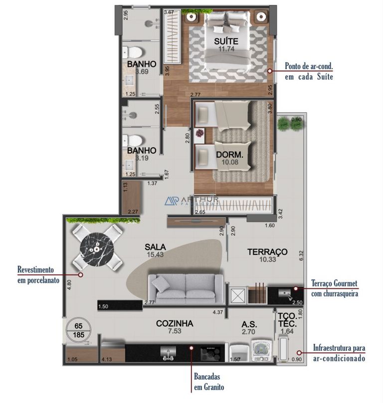 Apartamento 2 dormitórios frente mar à venda no Caiçara, Praia Grande – 81 m² - foto 1