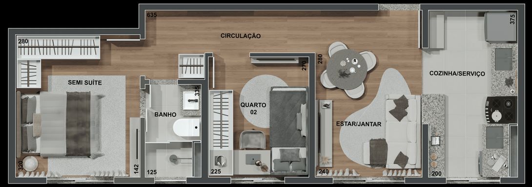 46m² SEM VARANDA Planta