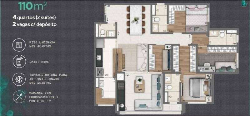 Apartamento à venda com 3 quartos, 110m² - Panamby,São Paulo 