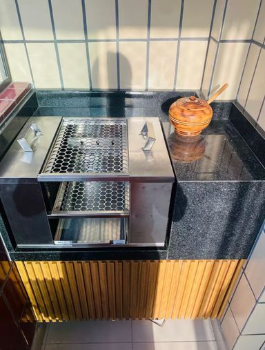 Sala 2 ambientes com varanda gourmet