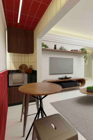 Sala 2 ambientes com varanda gourmet