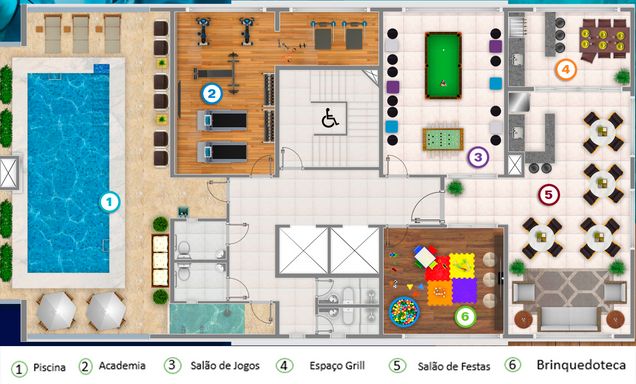 Planta da área de lazer