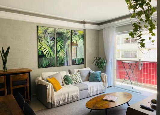 Sala 2 ambientes com varanda gourmet