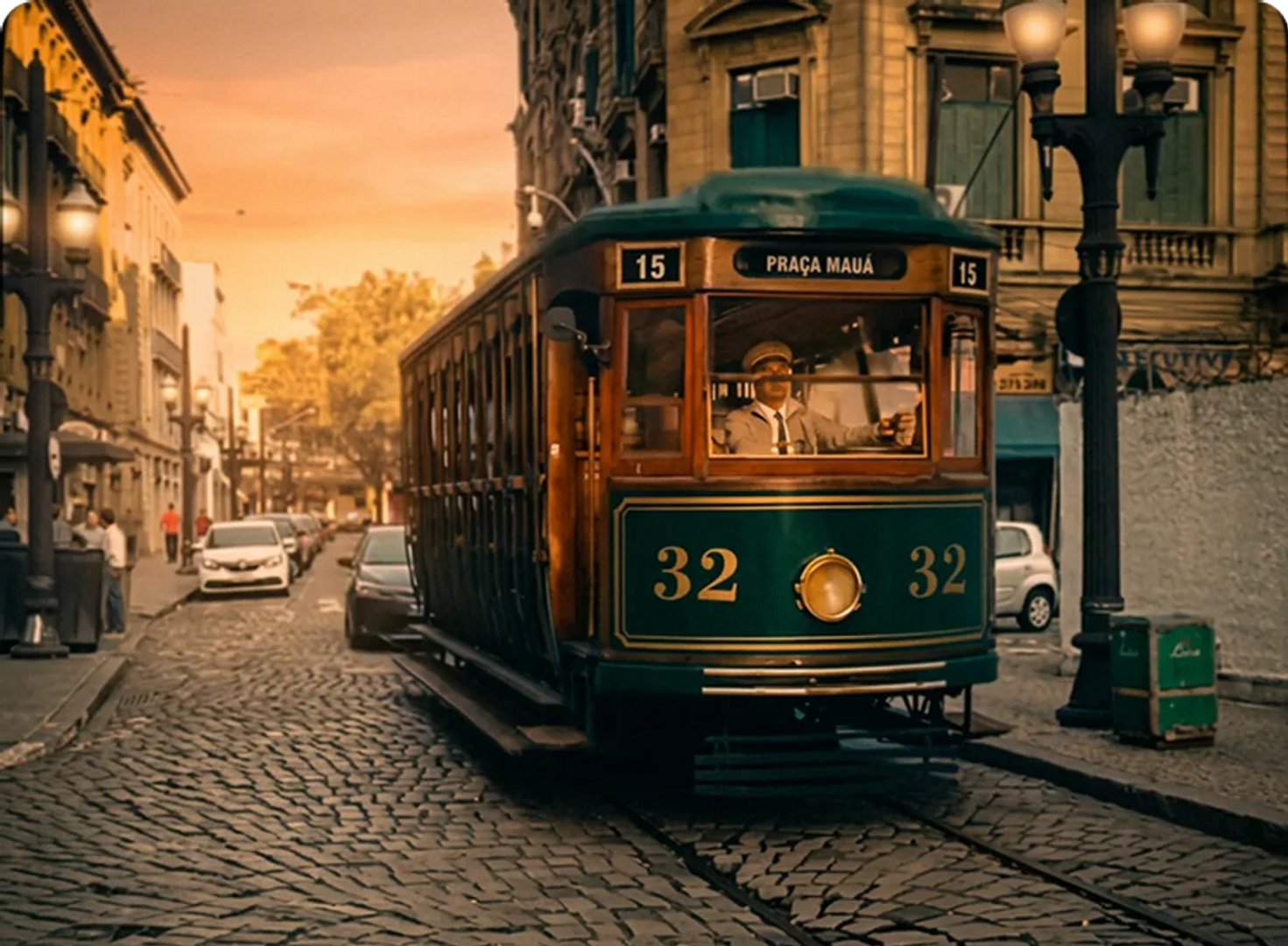 Bonde turístico verde do Centro Histórico de Santos - Ponto turístico cultural em Santos