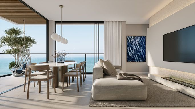 Living com vista mar