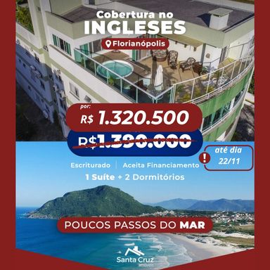 Poucos metros do mar, linda cobertura na Praia dos Ingleses - Valor promocional até 22/NOV