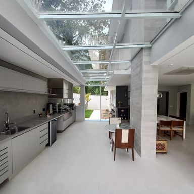 sala de estar, jantar e almoço integradas