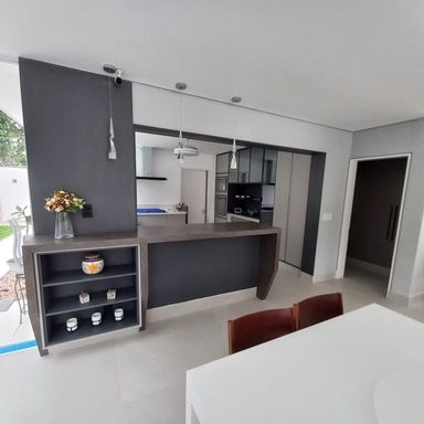 sala de estar, jantar e almoço integradas