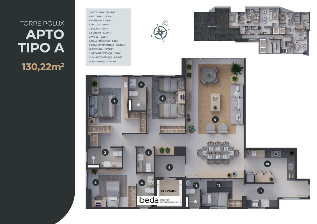 Apartamento à venda com 3 quartos, 130m² - Foto 4