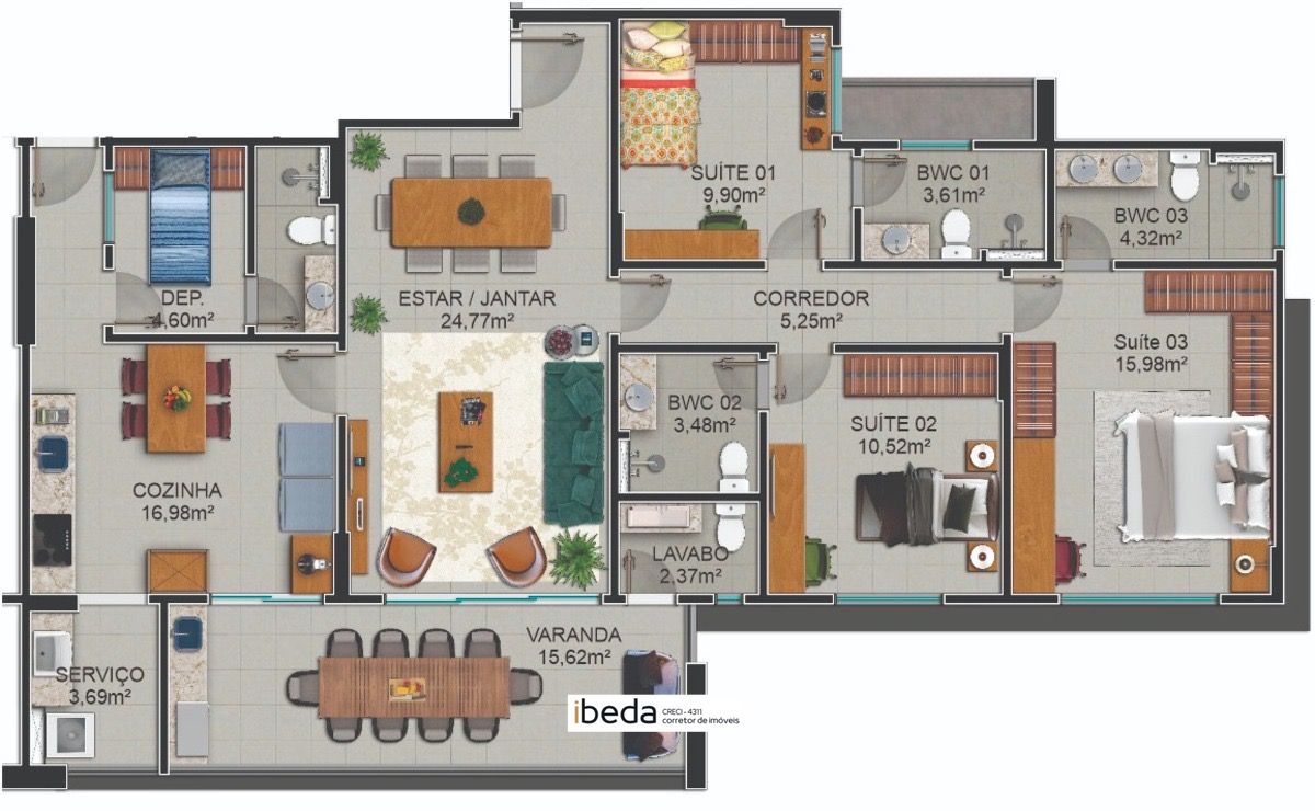 Apartamento à venda com 3 quartos, 165m² - Foto 19