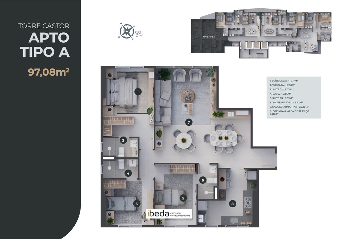 Apartamento à venda com 3 quartos, 97m² - Foto 3
