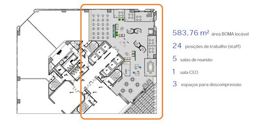JETCORP Laje Corporativa AAA MOBILIADA 584 m²- Locação - Zona Sul - Escritório Triple A CENU