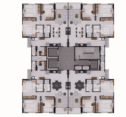 Planta baixa dos aptos.
