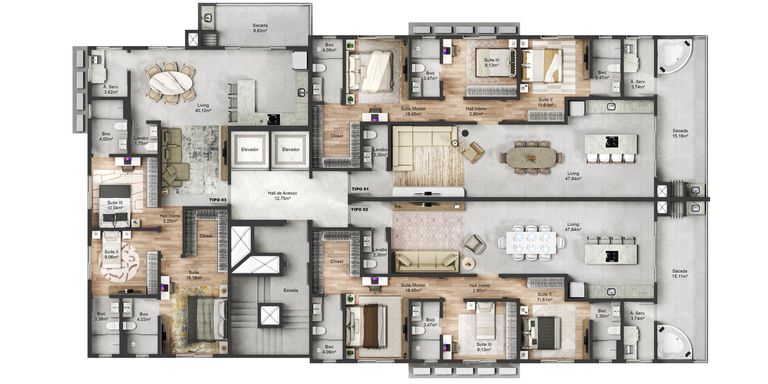 Planta baixa de Apartamentos