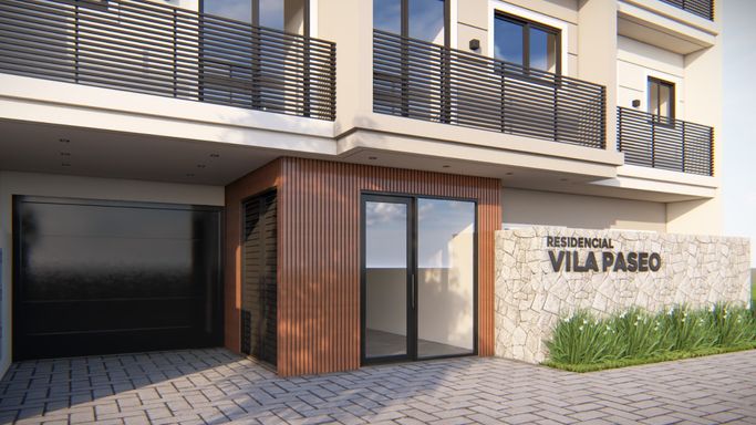 Residencial Vila Passeo - Fachada e acesso à garagem