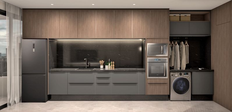 Cozinha e Lavanderia - Edifício Residencial Novo Horizonte