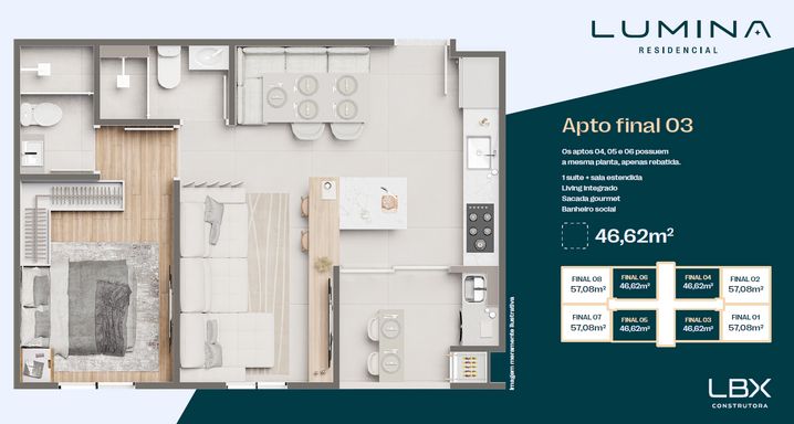 Planta Baixa 46,62m² - Lumina Residencial