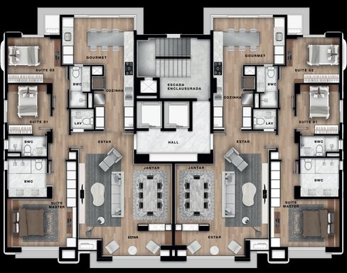 Apartamento tipo - torre 1 e 2 - Apartamentos à venda em Foz do Iguaçu, 3 Suítes, Grande Rio Resort Residence