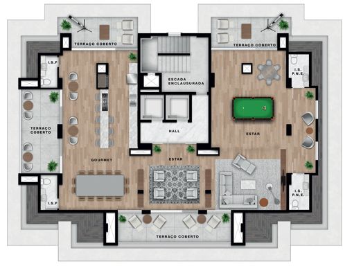 Planta Roof Top - Apartamentos à venda em Foz do Iguaçu, 3 Suítes, Grande Rio Resort Residence