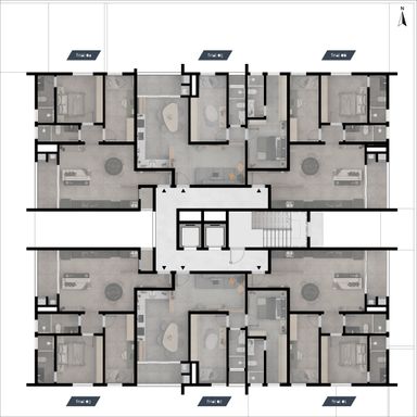 Plantas Tipo - Lançamento em Foz do Iguaçu - Edifício Residencial Novo Horizonte - Avenida Maceió, 435 - Jardim Petrópolis