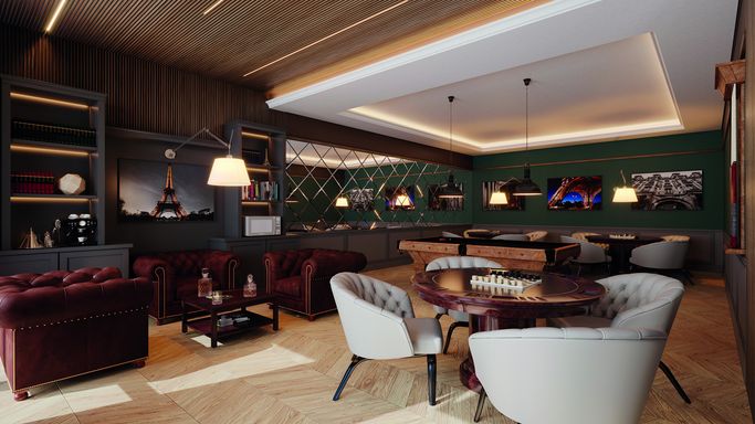 Pub Inglês e jogos - Apartamentos à venda em Foz do Iguaçu, 3 Suítes, Grande Rio Resort Residence