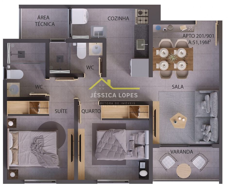 Apartamento à venda com 2 quartos, 53m² - Foto 13