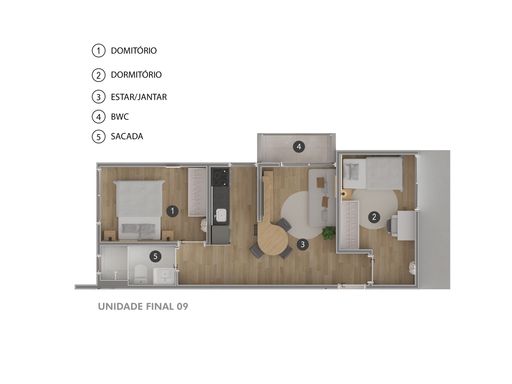 Unidade final 9 - 2 Dormitórios