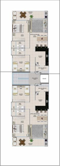 Planta Humanizada - 2° ao 4° pavimento
