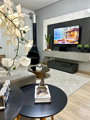 sala de estar com lareira