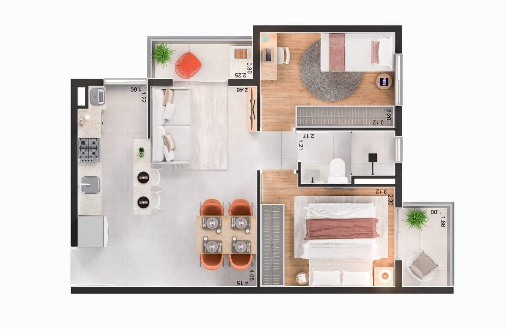 Planta 47m²